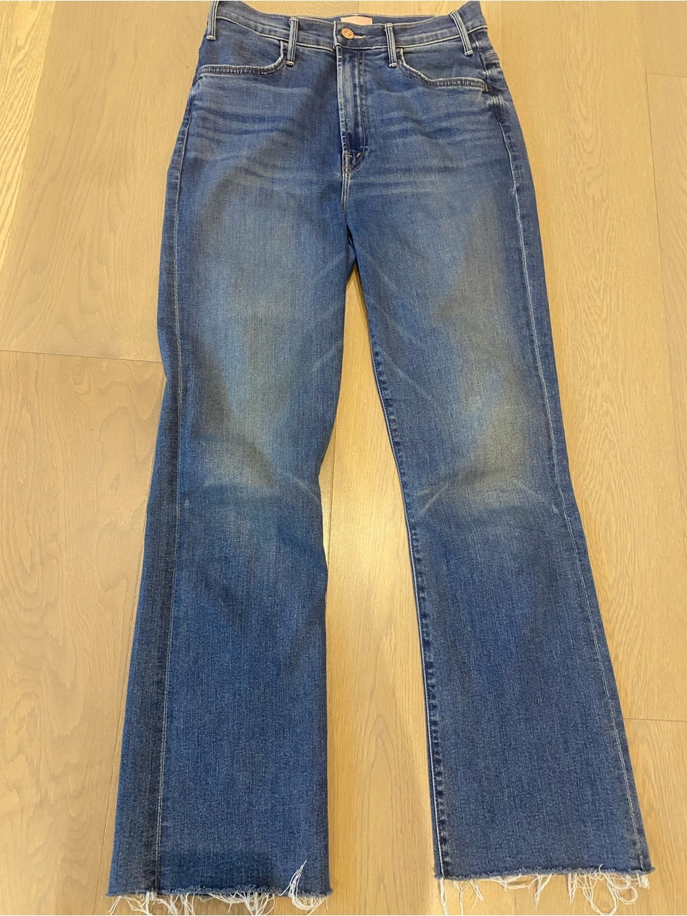 MOTHER Dark Blue Jeans with Raw Hem